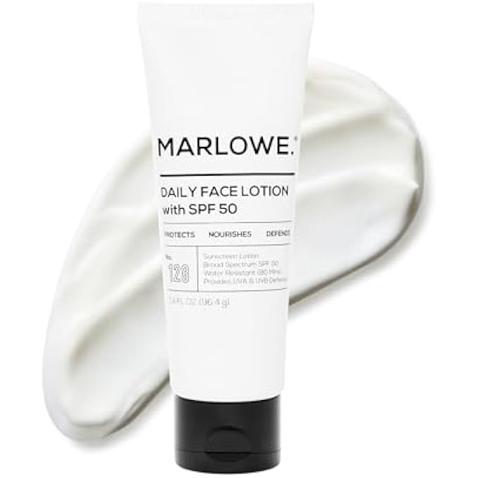 Marlowe NO. 128 MEN'S FACIAL LOTION WITH SUNSCREEN SPF 50, 3.4 OZ, OIL-FREE, LIGHTWEIGHT DAILY FACE MOISTURIZER FOR MEN, INCLUDES NATURAL EXTRACTS TO HYDRATE, NOURISH & SOOTHE - Image 1